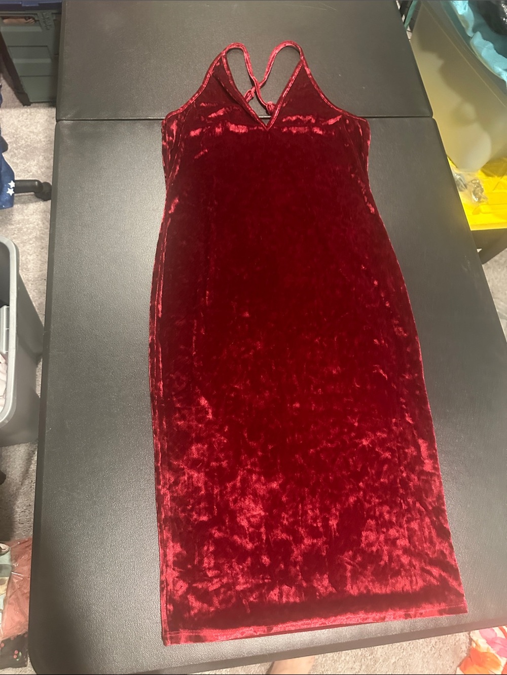 Bozzolo Red Velvet Midi Slip Dress